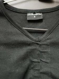 Black Ruched Crop Top