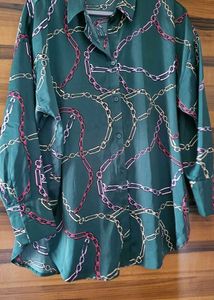 Stylish Green Chain Print Shirt