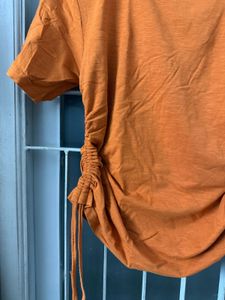 Orange Ruched T-Shirt