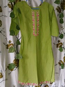 Lime Green Embroidered Kurta