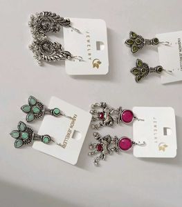 Bohemian Oxidized Silver Earrings combo of 16