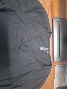 Black Kurta with Elegant White Print