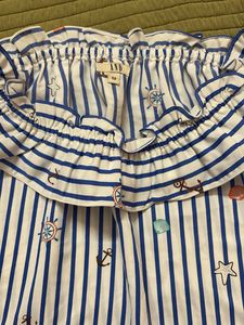 Nautical Off-Shoulder Striped Top