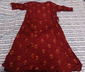 Maroon Floral Print Dress