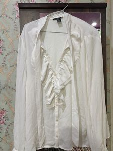 Sheer White Ruffle Blouse