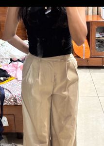Khaki Wide Leg Trousers