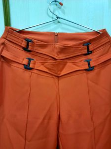 High-Waisted Flared Orange Pants