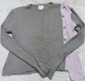 Asymmetrical Colorblock Ribbed Sweater