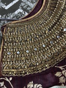 Designer Embellished Maroon Brocadeanarkali suit w