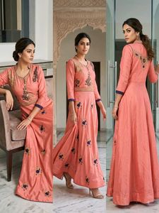 Peach Embroidered Anarkali Gown