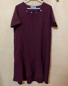 Maroon Ruffled Hem Dress