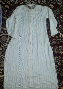 Long Front Open Kurta With Embroidery