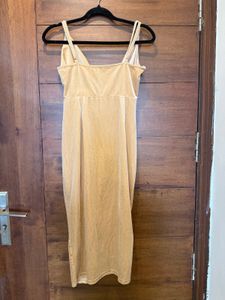 Elegant champagne gold midi dress