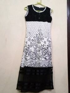 Elegant Black & White Floral Dress