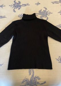 Black Polo Neck Cotton Pull Over