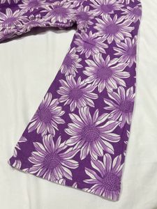 Purple Floral short  Print Fabric kurta