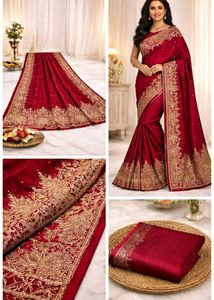 Maroon Saree with Embroidery