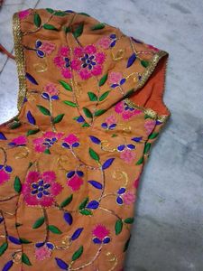 Embroidered Orange Blouse