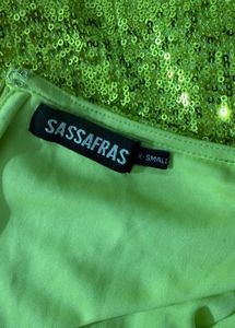 Lime Green Sequin Strapless Dress