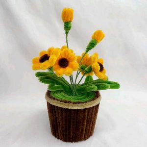 Handmade Pipe Cleaner Sunflower Pot