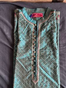 Elegant Green Mukaish Embroidered Kurta