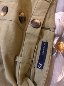 Olive Button-Front Skirt