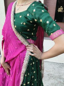 Elegant Green &amp; Pink Lehenga Choli