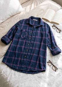 Blue Plaid Oversized Shirt