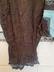 Embroidered Brown Kurta