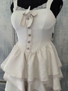 Cream Tiered Lace Dress