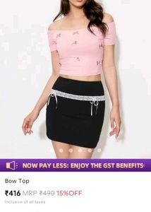 Pink Bow Crop Top