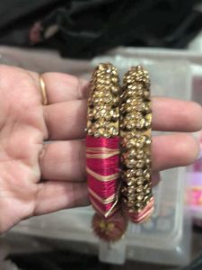 Elegant Silk Thread Bangles with Jhumka