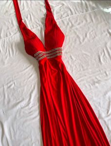 Stunning Red Halter Neck Evening Gown