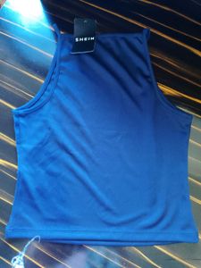 Stylish Blue Spaghetti Strap Crop Top