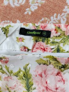 Floral Ruffle Hem Midi Skirt