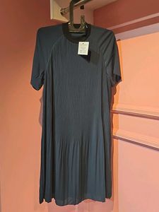 Pleated A-line Midi Dress