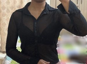 Sheer Black Button-Up Shirt