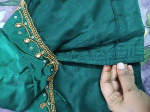 Designer Emerald Green Silk Blouse