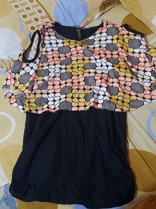 Patterned Cold Shoulder Top
