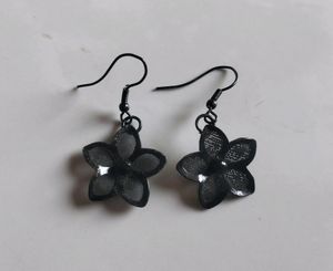 Black Flower Dangle Earrings