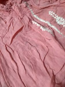 Pink Embroidered Ruffle Top
