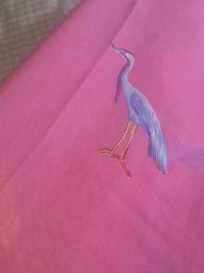 Elegant Pink crane design  Saree