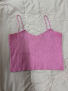 Cute Pink Ribbed Cami Top
