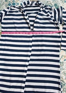 Black &amp; White Striped Longline Shrug