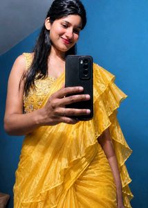 Stunning Yellow Ruffled Saree