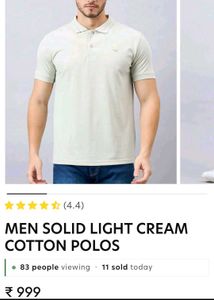 Men's Light Cream Cotton Polo T-Shirt