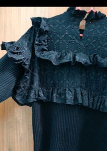 ZARA Black Ruffle Top