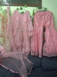 Elegant Pink Embellished Kurta Set with Dupatta