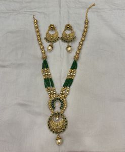 Green Beaded Kundan Necklace Set