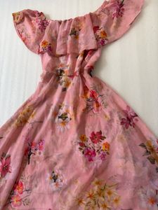 Pink Floral Off-Shoulder Dress